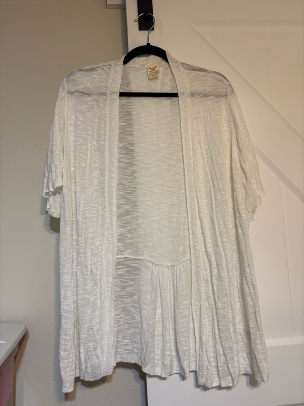 Faded Glory White Open-Front Draped Kimono